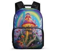 TPISLI Mochila Mushrooms Motivo para Escolares Primaria Mochila Escolar Arcoíris 8-12 Años Daypack, Espalda Acolchada Detalles de Fieltro Regalo Cumpleaños