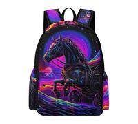 TPISLI Mochila Niño Chica, Mochilas Horse Illustration Niña Escolares Grandes para Niñas de 8 A 16 Años, Mochila Instituto Bolsa Tipo Casual con Animal Design