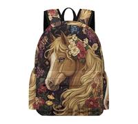 TPISLI Mochila para Niñas, Mochilas Escolar Niño con Horse Flowers Print, Mochila Primaria Infantil de Ocio con Animal Illustration para Escuela Y Viajes