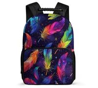 TPISLI Mochila Para Niños Y Adolescentes, Mochilas Estampado de Plumas Escolares Espaciosa Y Ligera Para Chicos 10 A 16 Años, Mochila Colorido Colegio De Viaje Casual Niñas Hombres