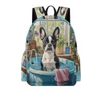 TPISLI Mochila Perro Boston Terrier Chicos Clase 7-9 Mochila de Cachorro Niño 13 Años Bolsa Secundaria Moderna Durable Vuelta al Cole Viaje Uso Diario Outdoor Excursión