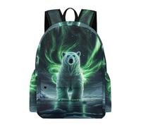 TPISLI Mochila Polar Bear Aurora Design， para Adolescentes Niños, Mochilas Escolar con Animal Print Niñas, Mochila Tipo Casual para Chicas Colegio, Viajes Y Compras