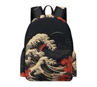 TPISLI Mochila Primaria Japonés Estilo Olas para Niño Clase 2 Mochila Escolar Olas para Niña 7 Años Bookbag, Backpack Ligera en Escuela, Viaje y Uso Diario Actividades Diarias