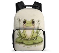 TPISLI Mochila Rana Diseño para Escolares 7-11 Años Mochila Colegio Animal Estampado Cursos 3-5 Bookbag, Bolsillos Laterales Detalles de Fieltro Excursiones Cortas