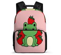 TPISLI Mochila Rana para Estudiantes 6-11 Años Mochila Escolar Animal Fresa Cursos 1-3 School Bag, Asa Reforzada Resistente Ligera Regalo Cumpleaños