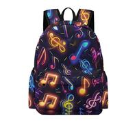 TPISLI Mochila Secundaria Colorido Musical Notas 13 Años para Niños y Niñas Mochila de Música Clase 8 Daypack, School Bag Ligera para Escuela, Viaje y Uso Diario Actividades Diarias