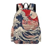 TPISLI Mochila Secundaria Japonés Estilo Olas Curso 7-9 para Niño Mochila Escolar Olas Secundaria para Niña Bookbag, Backpack Grande en Escuela, Viaje y Uso Diario Actividades Diarias