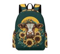 TPISLI Mochila Secundaria Toro Girasoles para Chicos y Chicas 12-15 Años Mochila Escolar Vaca Animal Estudiantes Mochilas Escolares Ligeras, Daypack para Excursión Paseo y Vuelta al Cole
