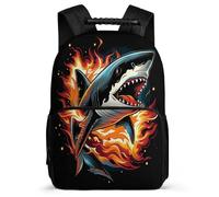 TPISLI Mochila Tiburón Estampado para Estudiantes 8-12 Años Mochila Marine Creature Escuela Primaria Bookbag, Detalles de Fieltro Bolsillos Laterales Excursiones Cortas