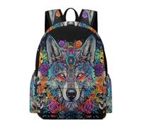 TPISLI Mochila Wolve Pattern para Adolescentes Niños, Mochilas Escolar con Lobo Ilustración Niñas, Mochila Tipo Casual para Chicas Colegio, Viajes Y Compras