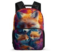 TPISLI Mochila Zorro Illustration para Niños Niñas 6-11 Años Mochila Colegio Animal Patrón Cursos 3-5 Bookbag, Resistente Ligera Asa Reforzada Ocio Actividades