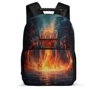 TPISLI Mochilas Escolares Baloncesto de Hielo y Fuego Niño, Mochila Colegio Niña De 8 A 12 Años, Nylon Fieltro Mochila Baloncesto De Niños Escuela Primaria