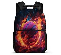 TPISLI Mochilas Escolares Baloncesto en Llamas Adolescentes Mochila Colegio Niño 12-18 Años, Mochila Baloncesto Portatil 16 Pulgadas Para Chicos, Mochilas Instituto Casual De Moda