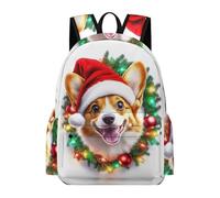 TPISLI Mochilas Escolares Corgi Dog Christmas Theme para Niñas Adolescentes Mochila Infantil Puppy Grande para Chicas 10 12 14 Años Mochila Colegio de Viaje Casual