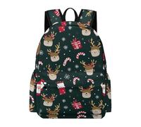 TPISLI Mochilas Escolares de Christmas Theme Niño Adolescente Mochila Colegio Chicas 8 10 12 13 Años Mochilas Grande para Portátil con Deer Print Mochila de Viaje Casual Ligera