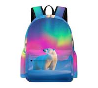 TPISLI Mochilas Escolares Polar Bear Aurora Design para Niñas Adolescentes Mochila Infantil Animal Grande para Chicas 10 12 14 Años Mochila Colegio de Viaje Casual