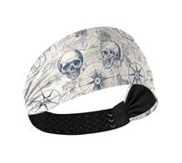 tplaotee Adventures Of The Black and White Skull - Diademas elásticas que absorben la humedad para mujer, para correr, voleibol, lavar la cara