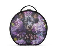 tplaotee Be Mine - Neceser de viaje con compartimentos y asa, diseño de perro con pintura al óleo, color lila