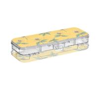 tplaotee Black - Eyed Susan Bicolor - Caja de lápices transparente de plástico de doble cubierta para suministros de papelería con tapa a presión