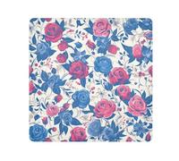 tplaotee Bolsa de cosméticos autoadhesiva con rosas rojas y azules del 4 de julio, para viajes, organizador de maquillaje, para lentes de cámara, organizador de cosméticos, tamaño de 21.7 x 21.7
