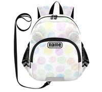 tplaotee Bolsa de escuela personalizada con orejas lindas para bebé con correa para bebé, bolsa de escuela personalizada anti-pérdida con cinta reflectante, dibujos animados, círculos de colores