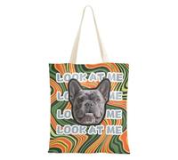 tplaotee Bolsa de lona con diseño abstracto de líneas onduladas, color naranja y verde, con estampado de avatares de mascotas con bolsillos, bolsas a granel para mujer