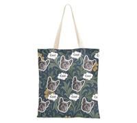 tplaotee Bolsa de lona personalizada con diseño de avatares de mascotas en tamaño mediano para mujer, bolsa de lona a granel para mujer, patrón amarillo de William Morris