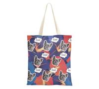 tplaotee Bolsa de lona personalizada con diseño de avatares de mascotas para mujer, bolsas de lona a granel para amigos, color rojo, índigo, gloria de la mañana, flores abstractas