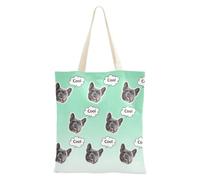 tplaotee Bolsa de lona personalizada con diseño de avatares de mascotas para mujer, color verde degradado liso