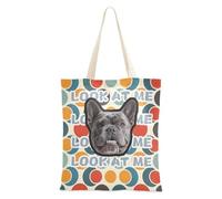 tplaotee Bolsa de lona personalizada con diseño de avatares de mascotas retro y coloridas, bolsa de lona para comestibles, a granel para dama, liso