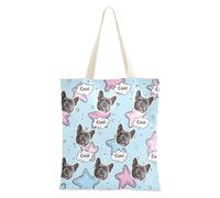 tplaotee Bolsa de lona personalizada con diseño de avatares para mascotas, bolsas de lona a granel para amigas, en blanco, rosa, azul claro, estrellas, arte de garabatos
