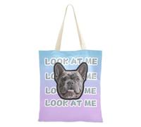tplaotee Bolsa de lona personalizada con diseño de avatares para mascotas, color azul y morado, para mujer, para trabajo, liso