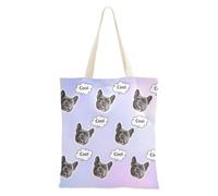 tplaotee Bolsa de lona personalizada con diseño de avatares para mascotas, con bolsillos, para mujer, color azul y morado degradado