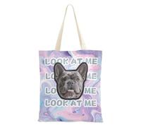 tplaotee Bolsa de lona personalizada con diseño de avatares para mascotas, diseño de mármol azul polvo para mujeres, bolsas de mano a granel para mujeres en blanco
