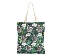 tplaotee Bolsa de lona personalizada con diseño de avatares para mascotas, para mujeres, a granel, para amigas, en blanco, muchas hojas verdes sobre un fondo negro