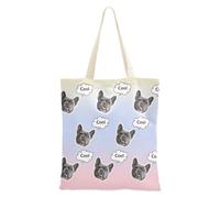 tplaotee Bolsa de lona personalizada con diseño de avatares para mascotas, para mujeres, bolsas de lona a granel para amigas, color amarillo y azul en polvo