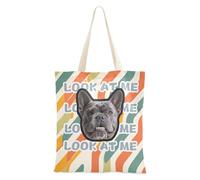 tplaotee Bolsa de lona personalizada con diseño de rayas naranja y verde, diseño de avatares de mascotas en lona, para mujeres, bolsas de lona a granel para amigas, lisas