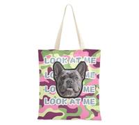 tplaotee Bolsa de lona personalizada de camuflaje verde melocotón con estampado de avatares para mascotas, bolsa de mano personalizada con bolsillos, bolsas a granel para amigas, color liso