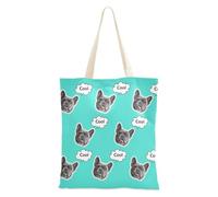 tplaotee Bolsa de lona personalizada para mujer, diseño de avatares en tamaño mediano, color turquesa, liso, liso