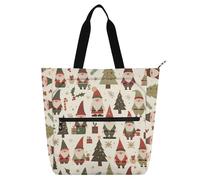 tplaotee Bolsa de mano decorativa para niños, niñas y mujeres, safari de Navidad, Santa con dibujos animados, ligera, bolsa de hombro con cremallera para universidad, compras, playa, arco iris, bolso