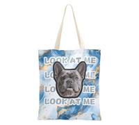 tplaotee Bolsa de mano personalizada con diseño de avatares de mascotas en lona con imagen personalizada de mármol azul y dorado para mujer, bolsa de mano a granel para mujer, trabajo liso