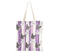 tplaotee Bolsas de lona personalizadas con asas para mascotas, diseño de avatares para mascotas, para amigas, color lavanda, morado, blanco, patrón de garabatos