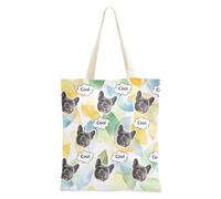 tplaotee Bolsas de lona personalizadas con diseño de avatares de mascotas a granel, bolsa de comestibles a granel para dama, hojas de arte en acuarela, amarillo y azul
