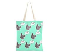 tplaotee Bolsas de lona personalizadas con diseño de avatares de mascotas a granel para mujer, bolsas de lona a granel para mujeres, trabajo, color liso, aguamarina, marino, color liso puro