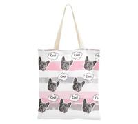 tplaotee Bolsas de lona personalizadas con diseño de avatares de mascotas a granel para mujeres, espacios en blanco de trabajo, patrón de rayas rosas y gris claro, arte 3