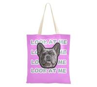 tplaotee Bolsas de lona personalizadas de color sólido para mascotas, diseño de avatares en lona, bolsas de compras personalizadas para comestibles, bolsa de lona a granel para mujer en blanco