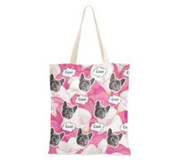 tplaotee Bolsas de lona personalizadas para mascotas, diseño de avatares en bolsa, a granel, para dama, vintage, lirio de cala, rosa intenso y blanco chic