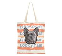 tplaotee Bolsas de lona personalizadas para mujer, diseño de rayas color naranja coral, beige, blanco, avatares personalizados para mascotas
