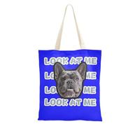tplaotee Bolsas de lona personalizadas para mujeres, color liso, color azul, con diseño de avatares en bolsa de mano