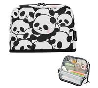 tplaotee Bonito estuche de transporte para lápices de panda de dibujos animados de gran capacidad, bolsa de papelería delgada para mujeres, cartuchera universitaria para niños
